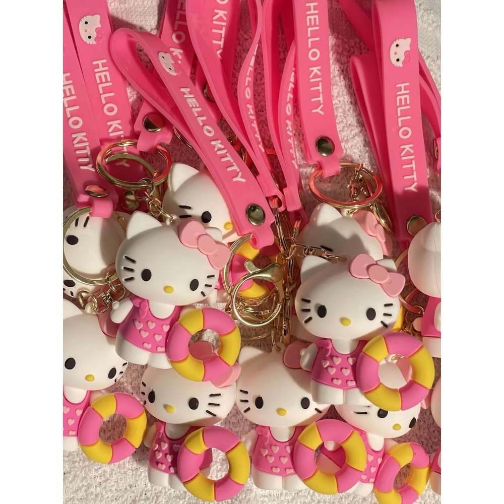 Handmade Hello Kitty Summer Pool Float Kawaii Wristlet Keychain